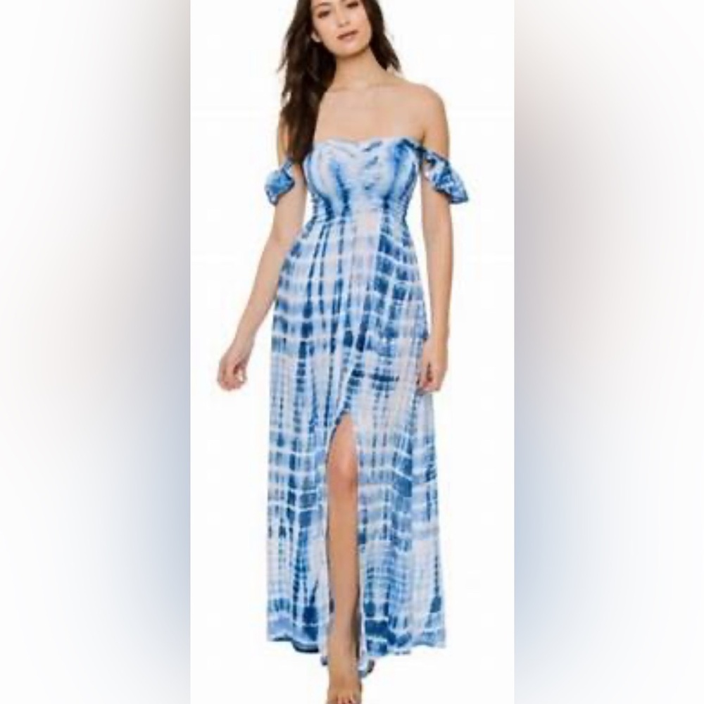 Tiare Hawaii Blue and White Maxi Dress